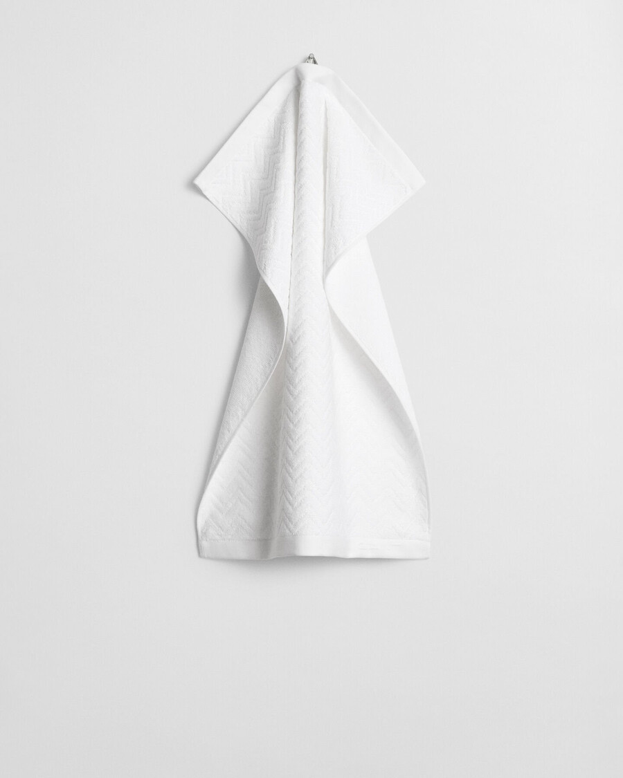 prosop jacquard cu model herringbone 50x70 - alb