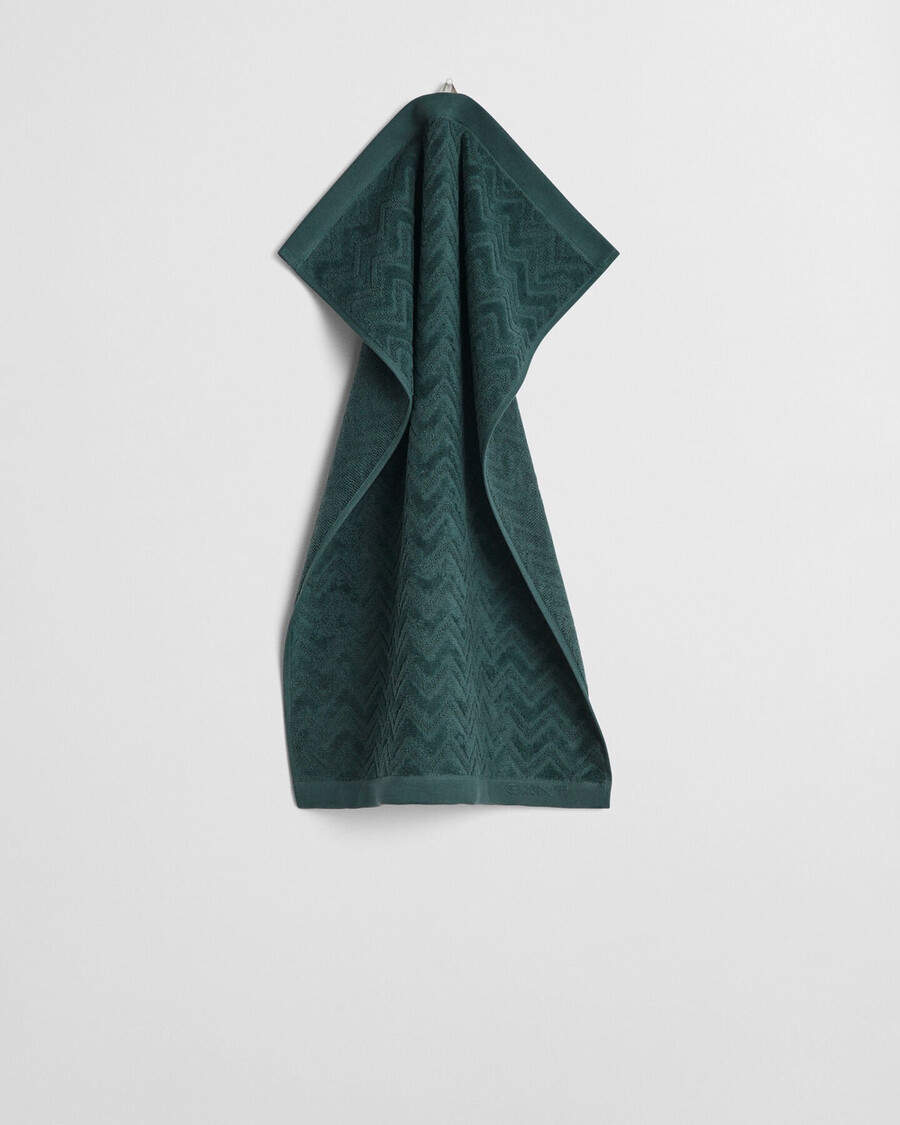 prosop jacquard cu model herringbone 50x70 - verde tartan