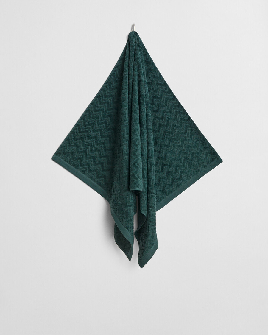 prosop jacquard cu model herringbone 70x140 - verde tartan
