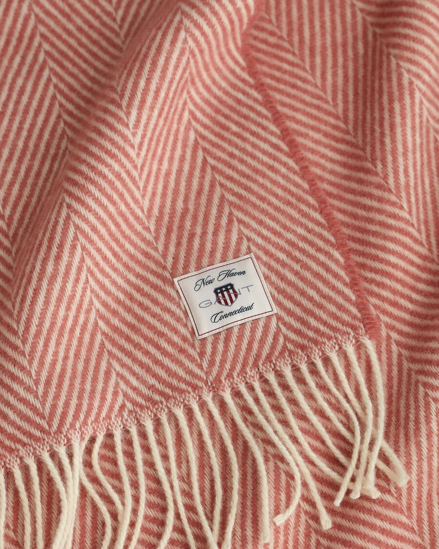 pătură din lână cu model herringbone - cărămidă decolorată