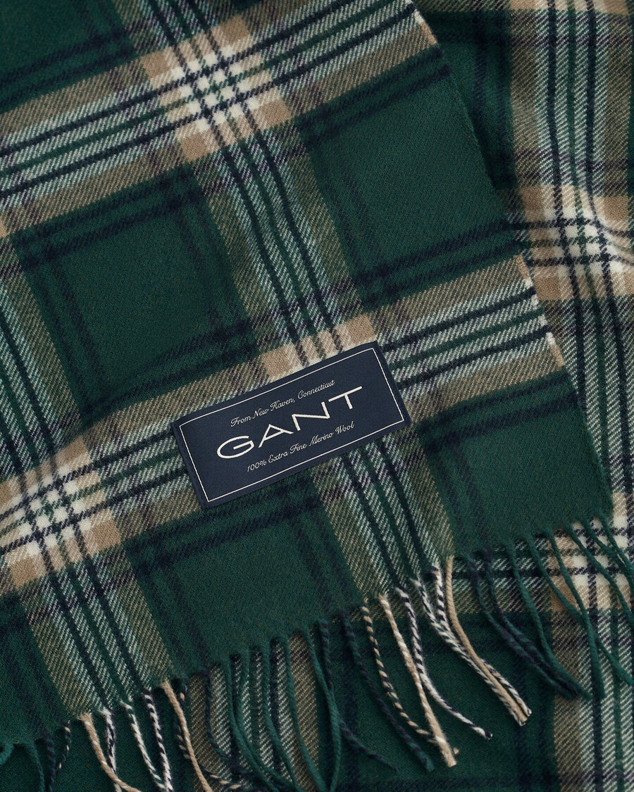 pătură din lână merinos extrafină - verde tartan