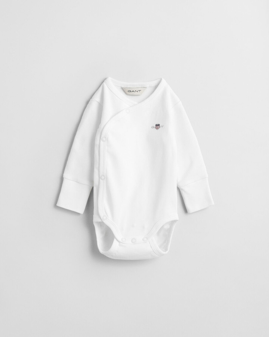 body cu mânecă lungă baby shield - alb
