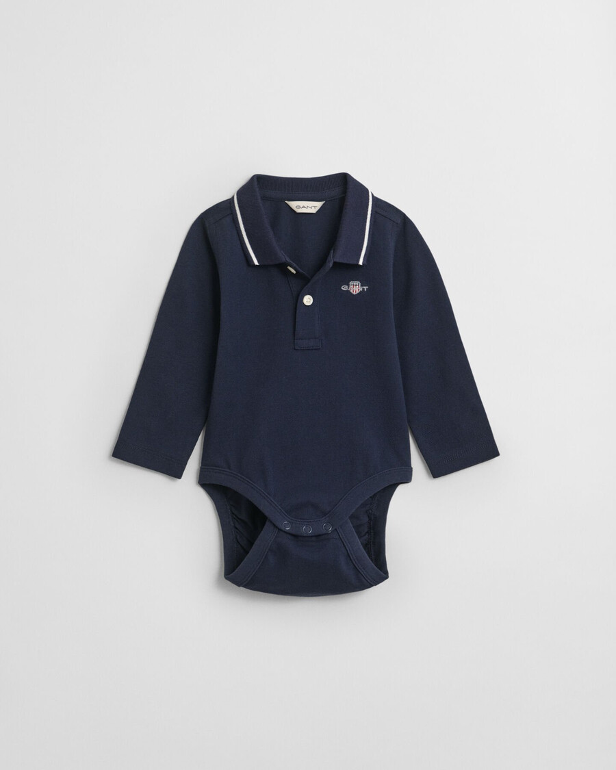 body cu mânecă lungă din piqué baby shield - bleumarin