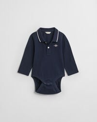 body cu mânecă lungă din piqué baby shield - bleumarin