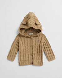 cardigan tricotat cu împletitură din bumbac pentru bebeluși - kaki închis