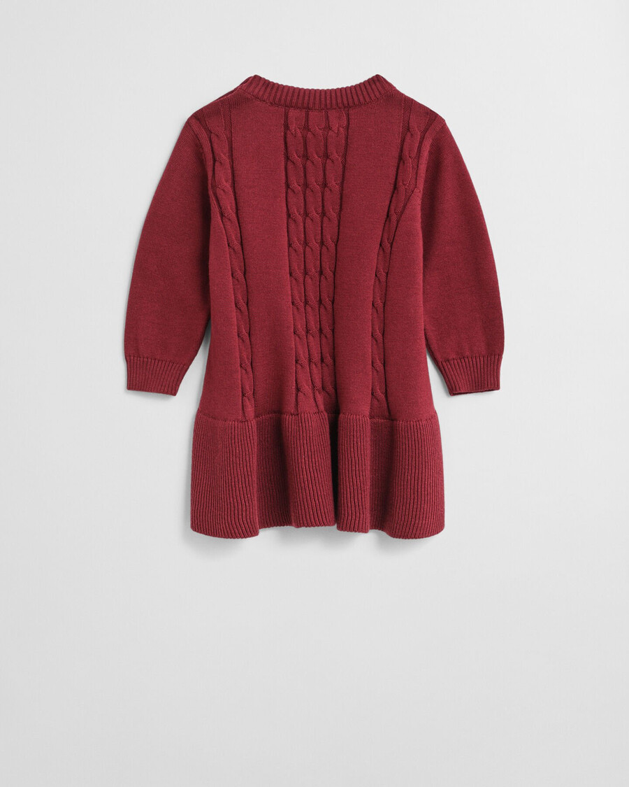 rochie din bumbac tricotat pentru bebeluși - roșu cu pliuri