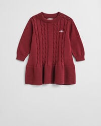 rochie din bumbac tricotat pentru bebeluși - roșu cu pliuri