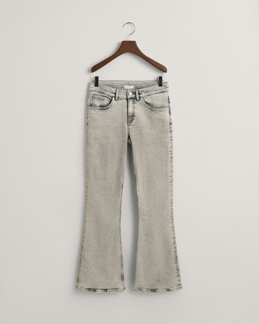 blugi bootcut pentru adolescente - gri uzați