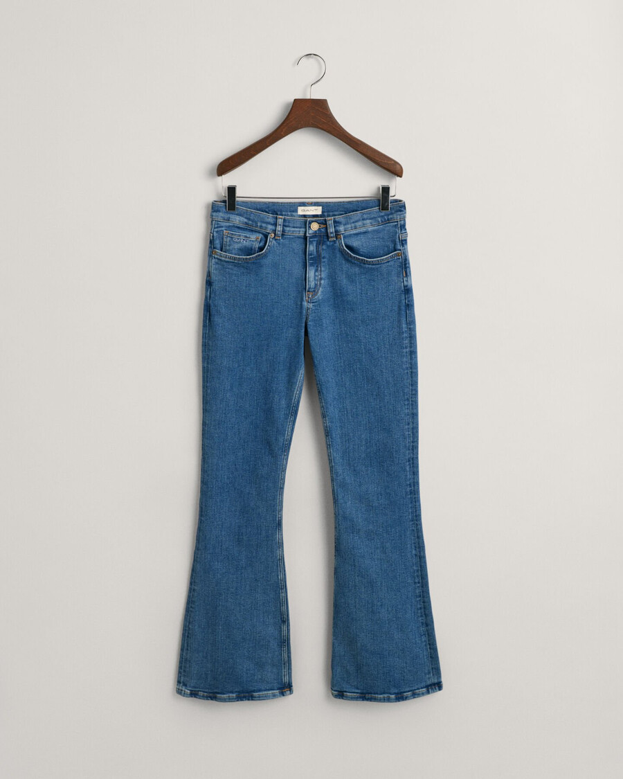 blugi bootcut pentru adolescente - albastru mediu