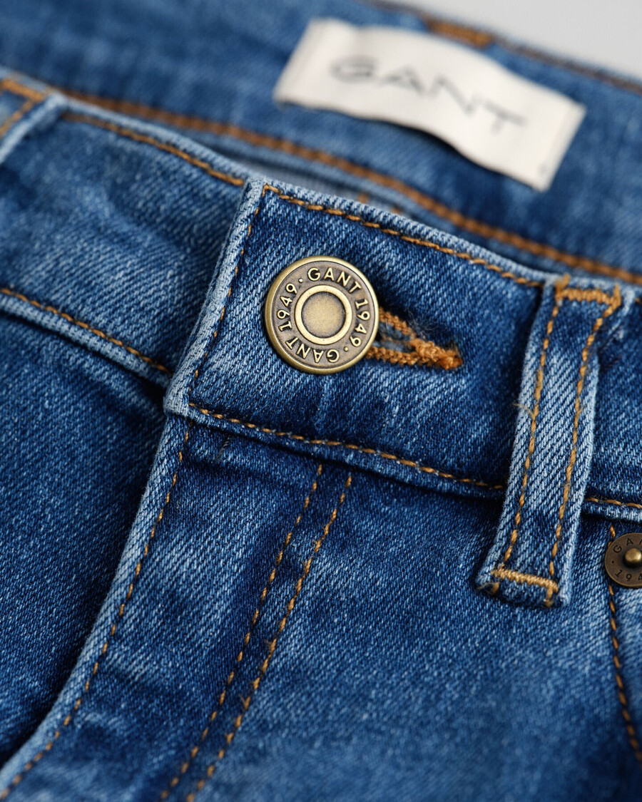 blugi bootcut pentru adolescente - albastru mediu