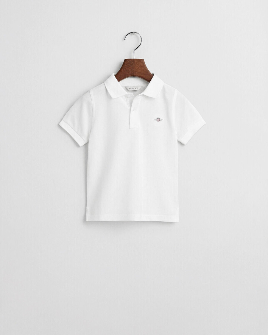 tricou polo shield piqué pentru copii - alb