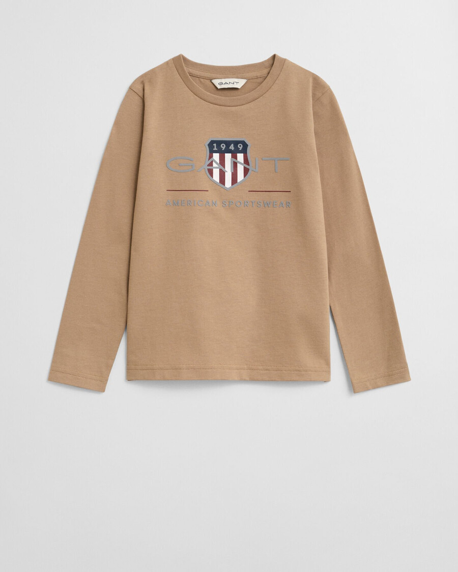 tricou cu mânecă lungă archive shield pentru copii - kaki închis