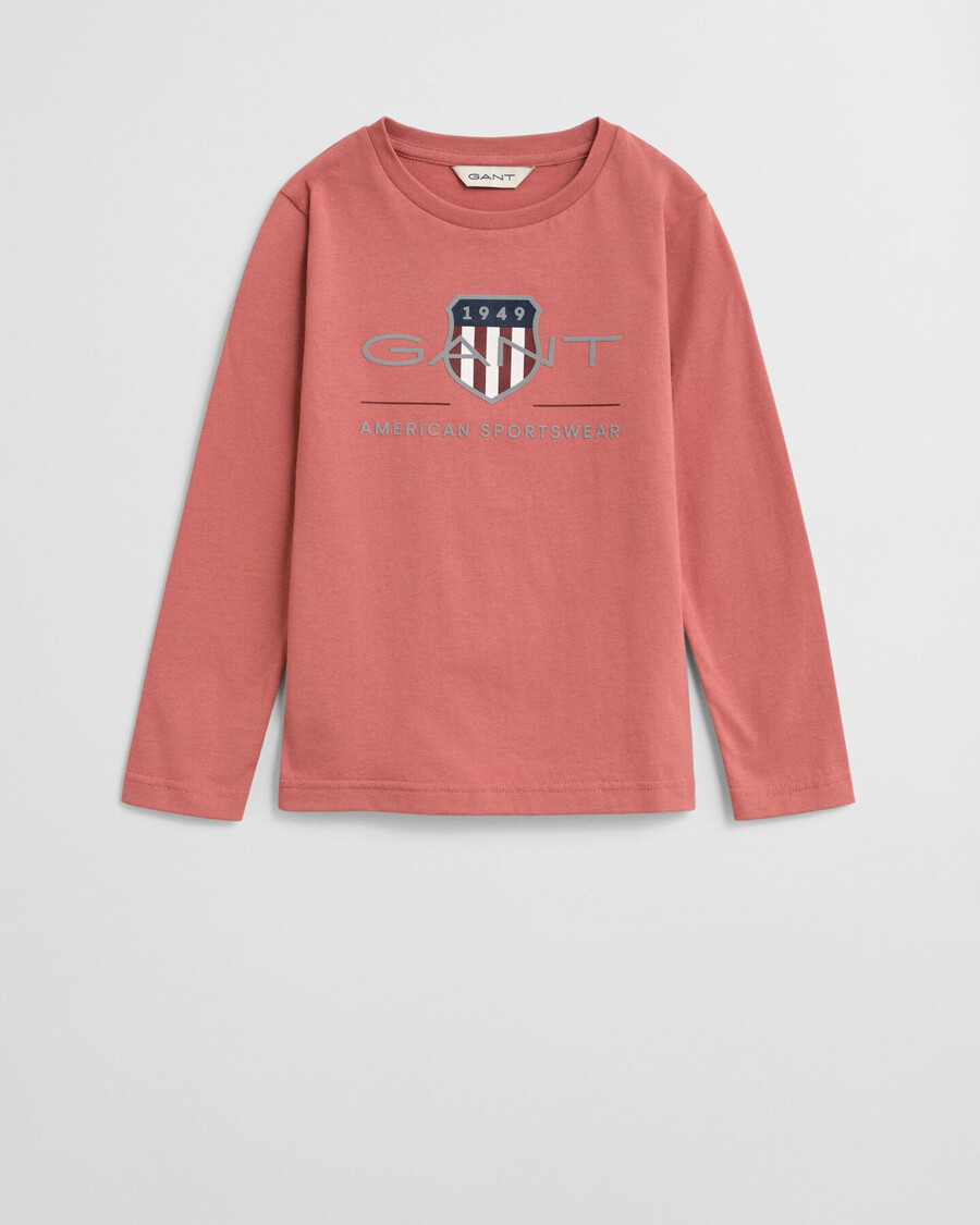 tricou cu mânecă lungă archive shield pentru copii - cărămidă decolorată