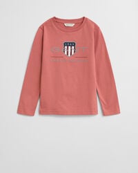tricou cu mânecă lungă archive shield pentru copii - cărămidă decolorată