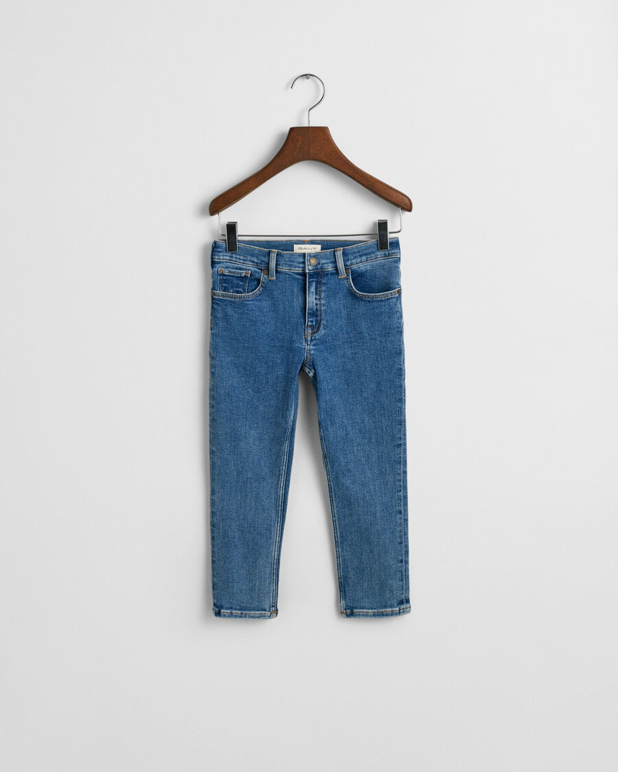 blugi slim fit pentru copii - albastru mediu