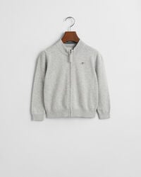cardigan cu fermoar din bumbac pentru copii shield - gri deschis melanj