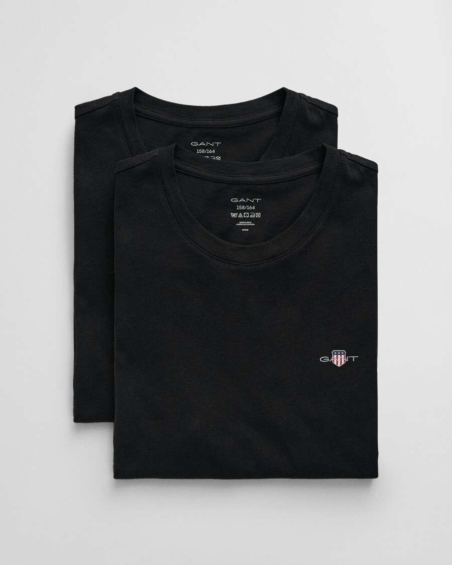 tricouri cu guler rotund pentru adolescenți set de 2 - negru