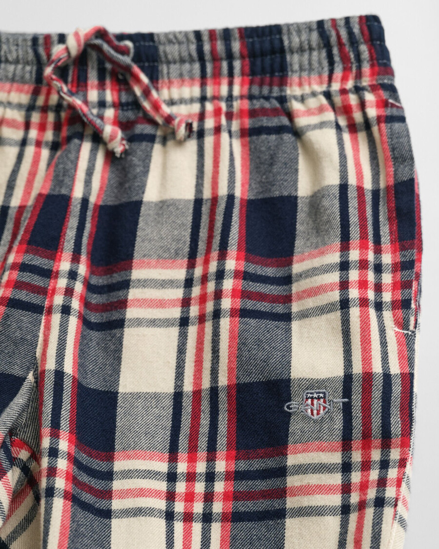 pantaloni de pijama din flanel în carouri pentru copii - roșu rubin