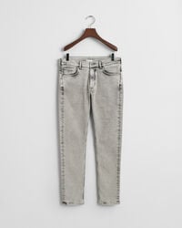 blugi slim fit pentru adolescenți - gri purtați