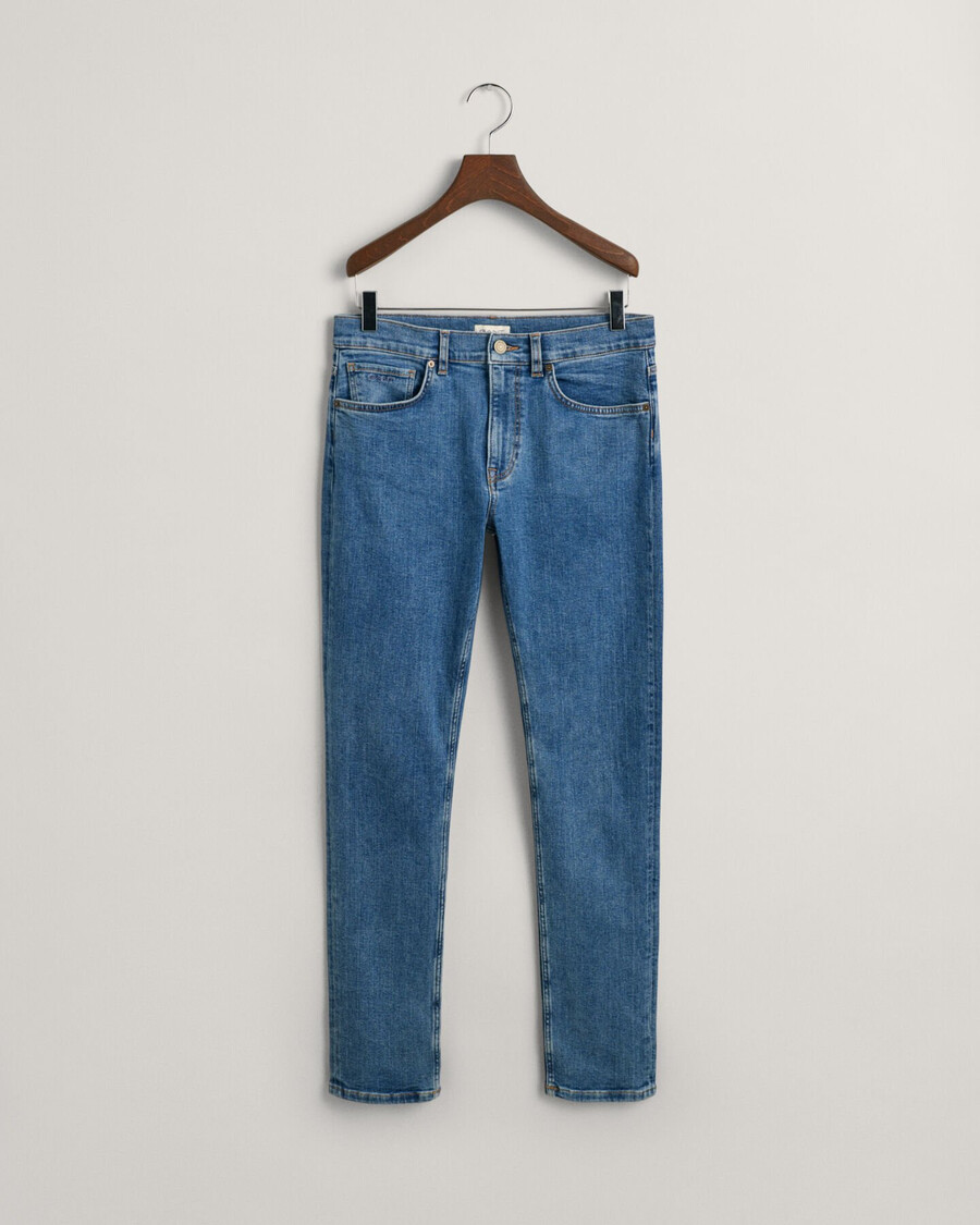 blugi slim fit pentru adolescenți - albastru mediu