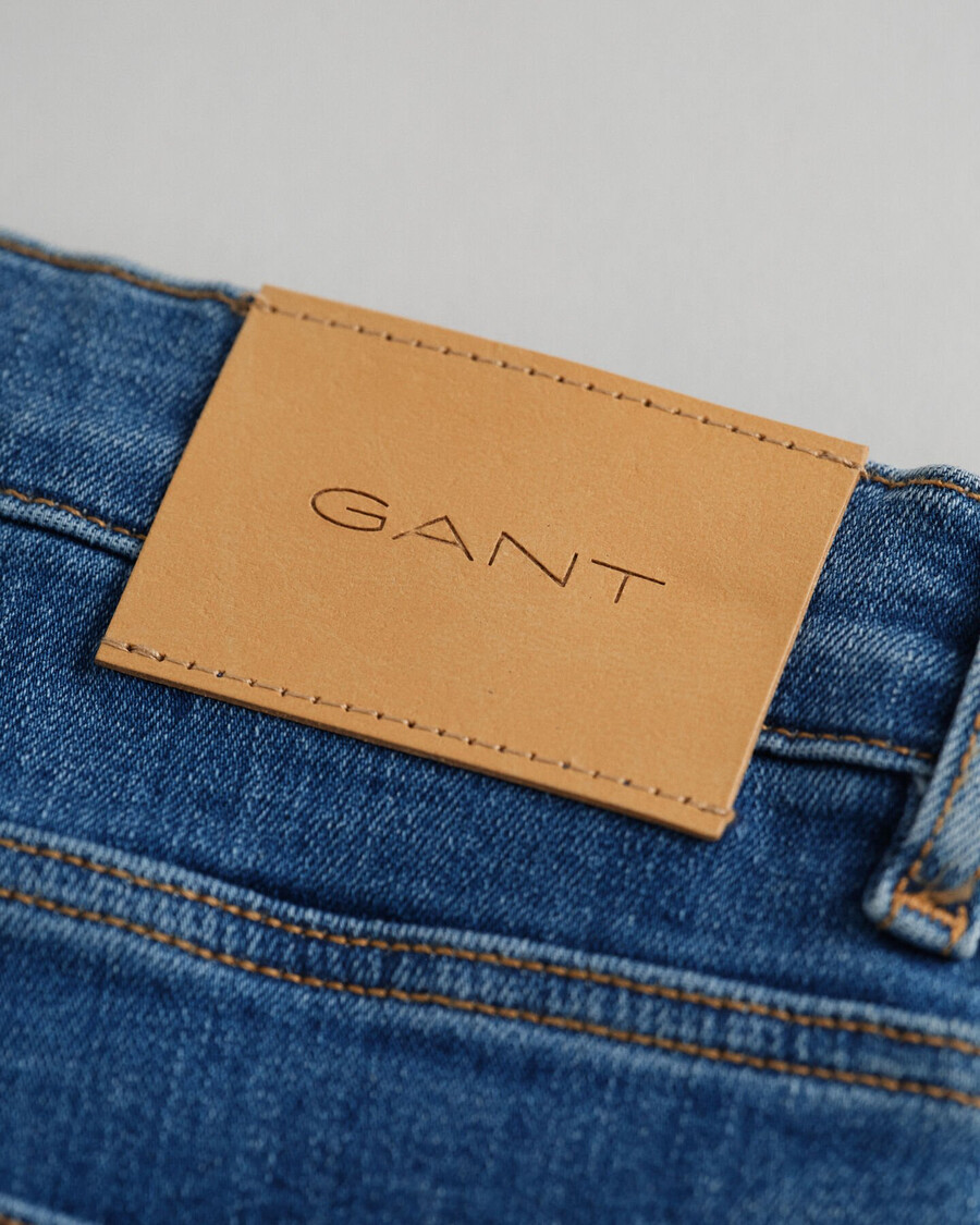 blugi slim fit pentru adolescenți - albastru mediu
