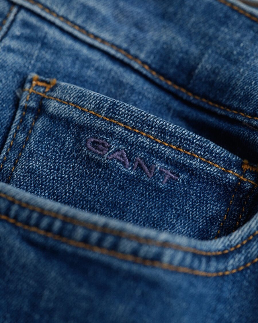 blugi slim fit pentru adolescenți - albastru mediu