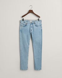 blugi slim fit pentru adolescenți - albastru deschis