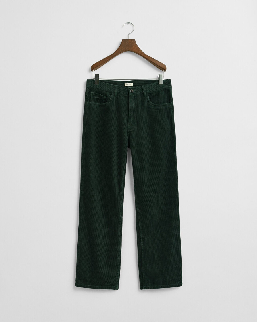 pantaloni din catifea reiată cu 5 buzunare pentru adolescenți - verde tartan
