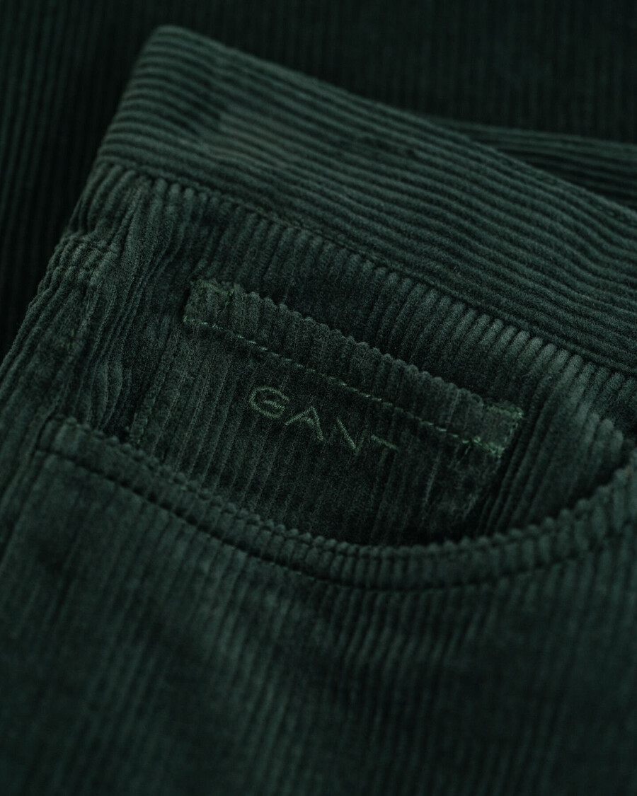 pantaloni din catifea reiată cu 5 buzunare pentru adolescenți - verde tartan