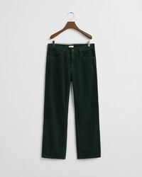 pantaloni din catifea reiată cu 5 buzunare pentru adolescenți - verde tartan