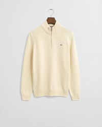 pulover casual din bumbac cu fermoar pe jumătate pentru adolescenți - crem