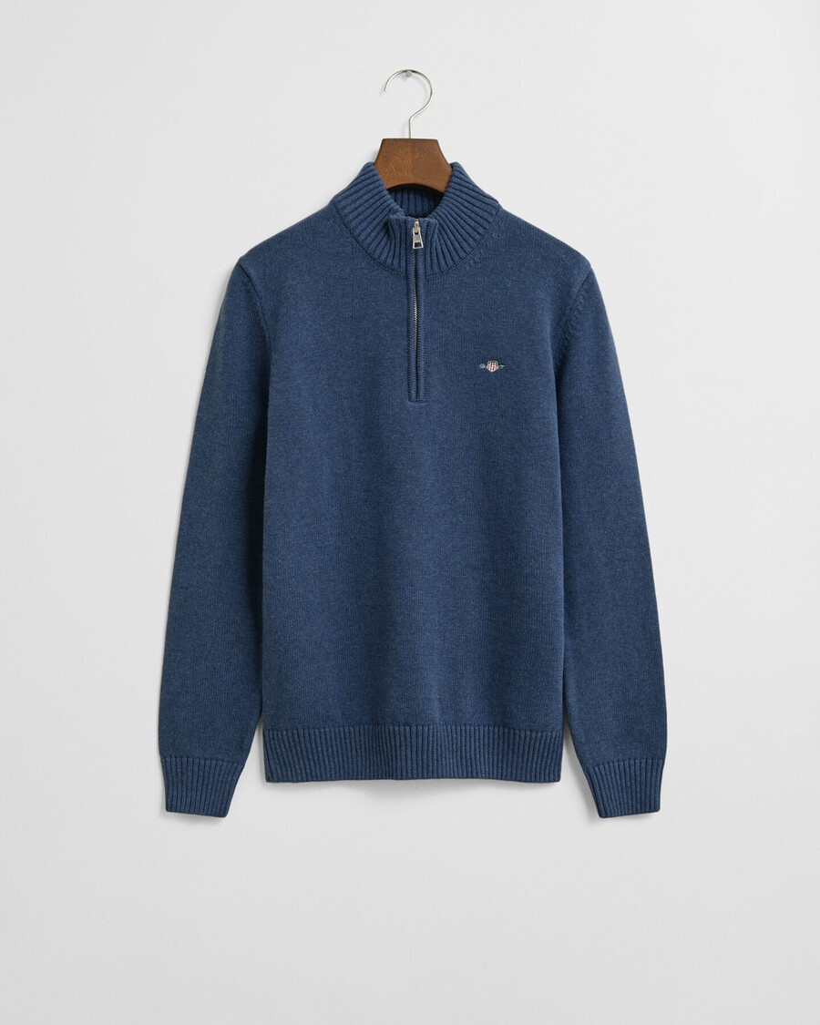 pulover casual din bumbac cu fermoar pe jumătate pentru adolescenți - dk jeansblue melange