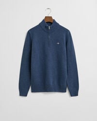 pulover casual din bumbac cu fermoar pe jumătate pentru adolescenți - dk jeansblue melange