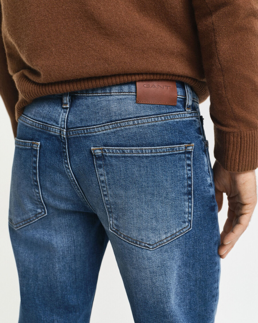 blugi slim fit - albastru mediu vintage