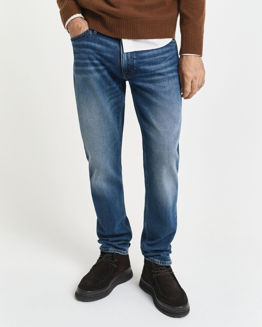 blugi slim fit - albastru mediu vintage