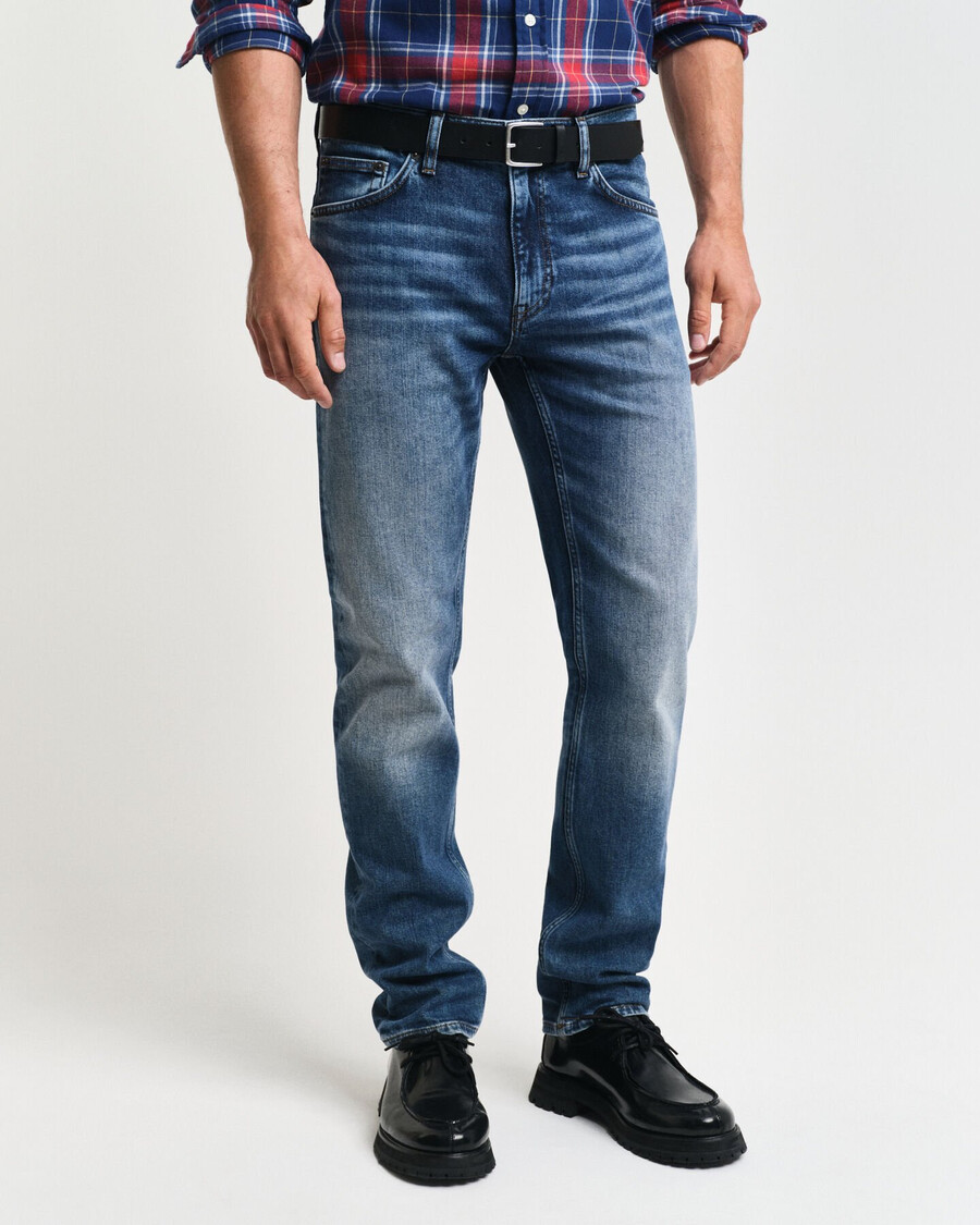 blugi regular fit - albastru mediu vintage