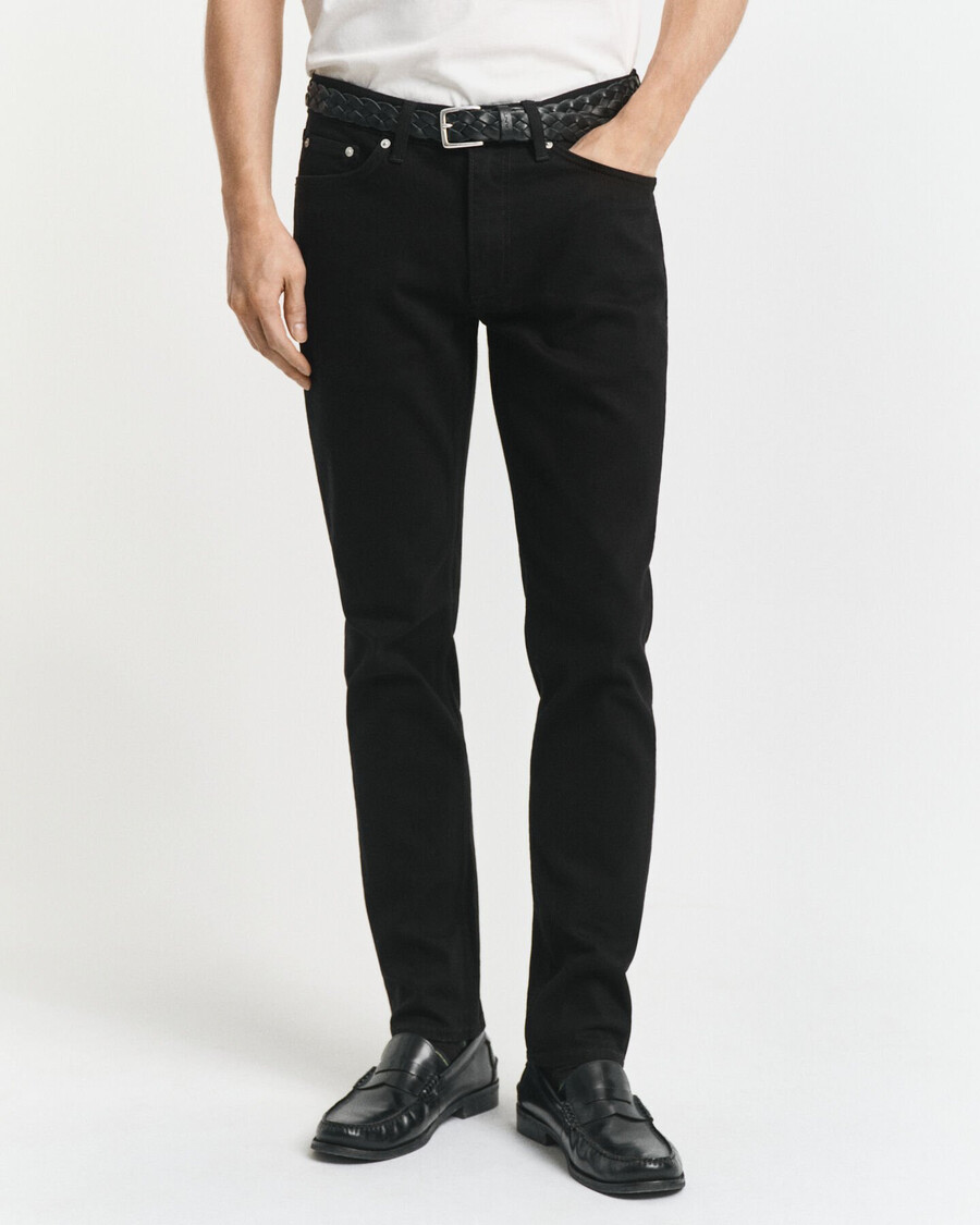 blugi negri slim fit - negru