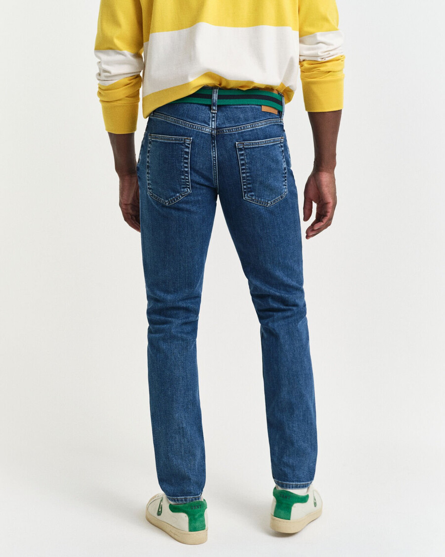blugi slim fit clean wash - albastru mediu vintage