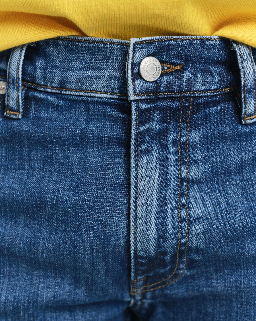 blugi slim fit clean wash - albastru mediu vintage