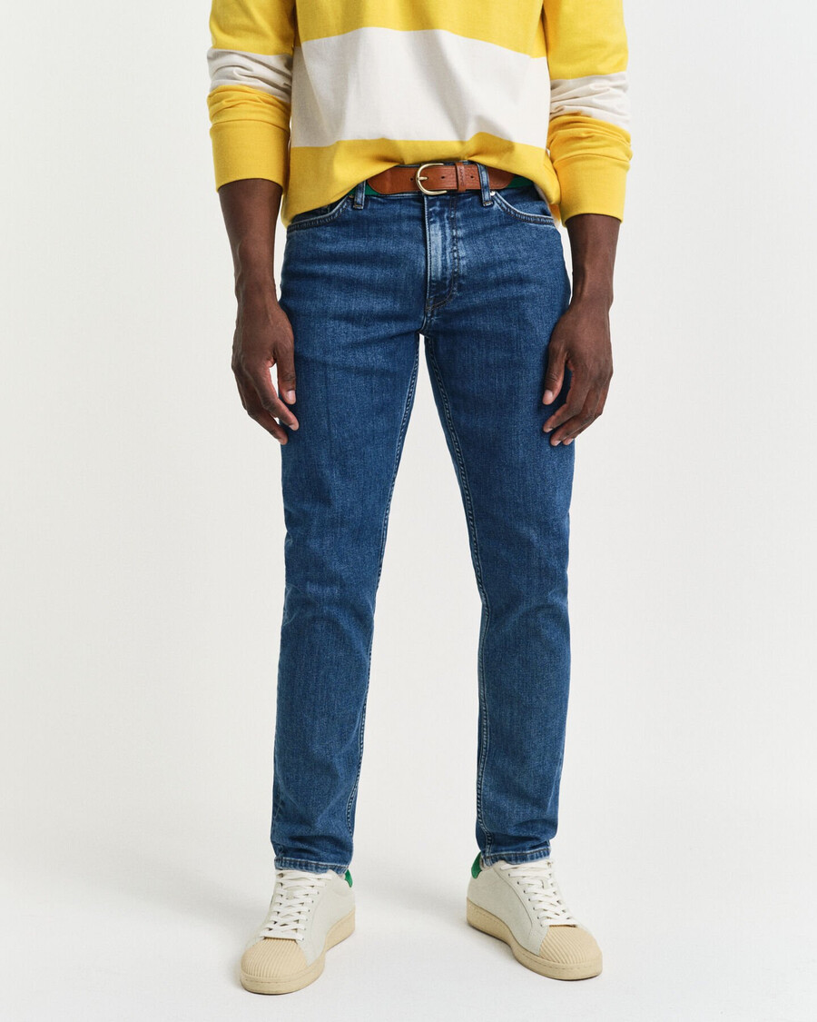 blugi slim fit clean wash - albastru mediu vintage