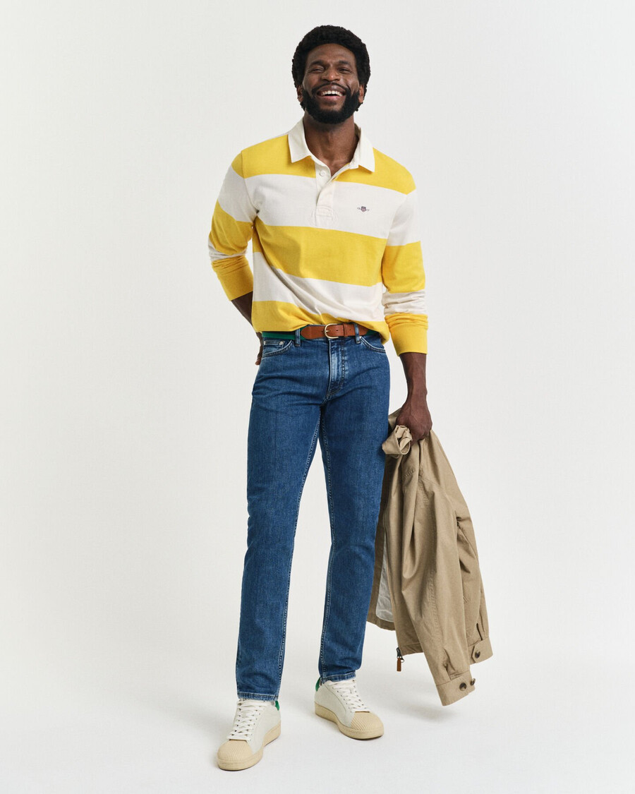 blugi slim fit clean wash - albastru mediu vintage