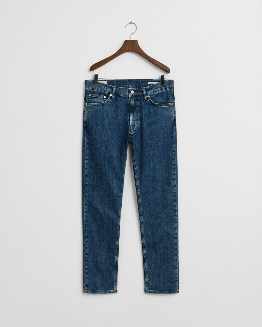 blugi slim fit clean wash - albastru mediu vintage