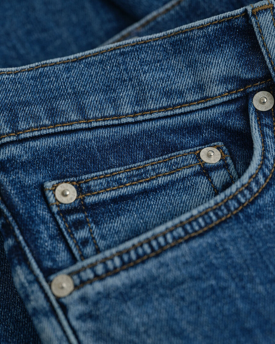 blugi slim fit clean wash - albastru mediu vintage