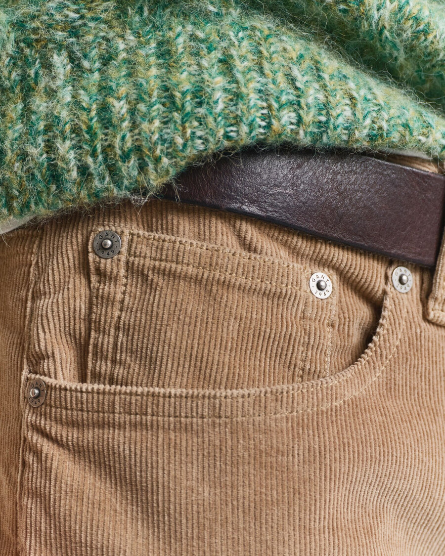 blugi din catifea reiată slim fit - taupe deschis