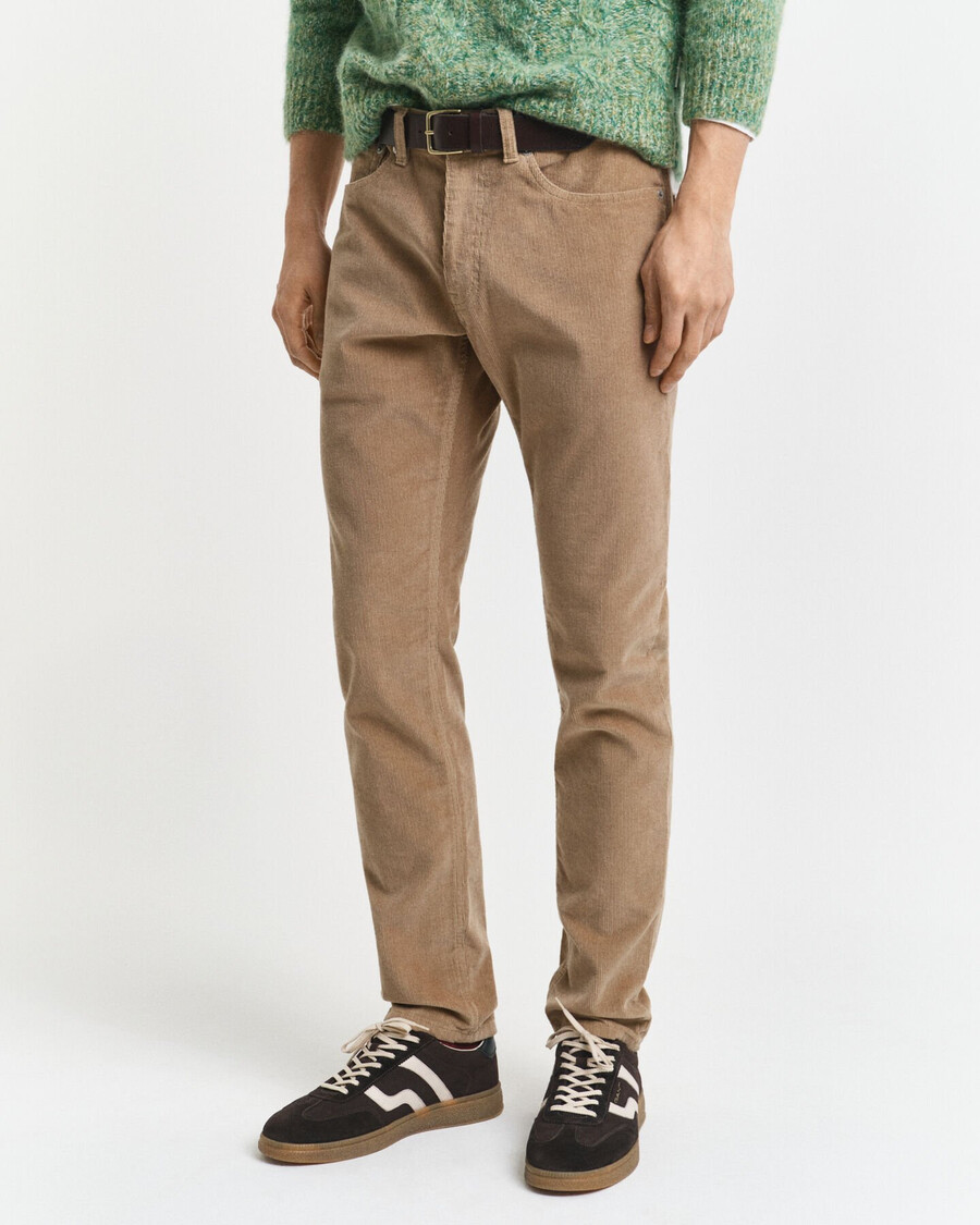 blugi din catifea reiată slim fit - taupe deschis