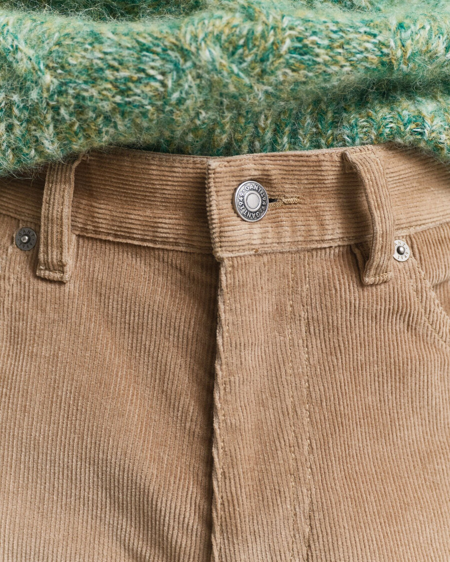 blugi din catifea reiată slim fit - taupe deschis