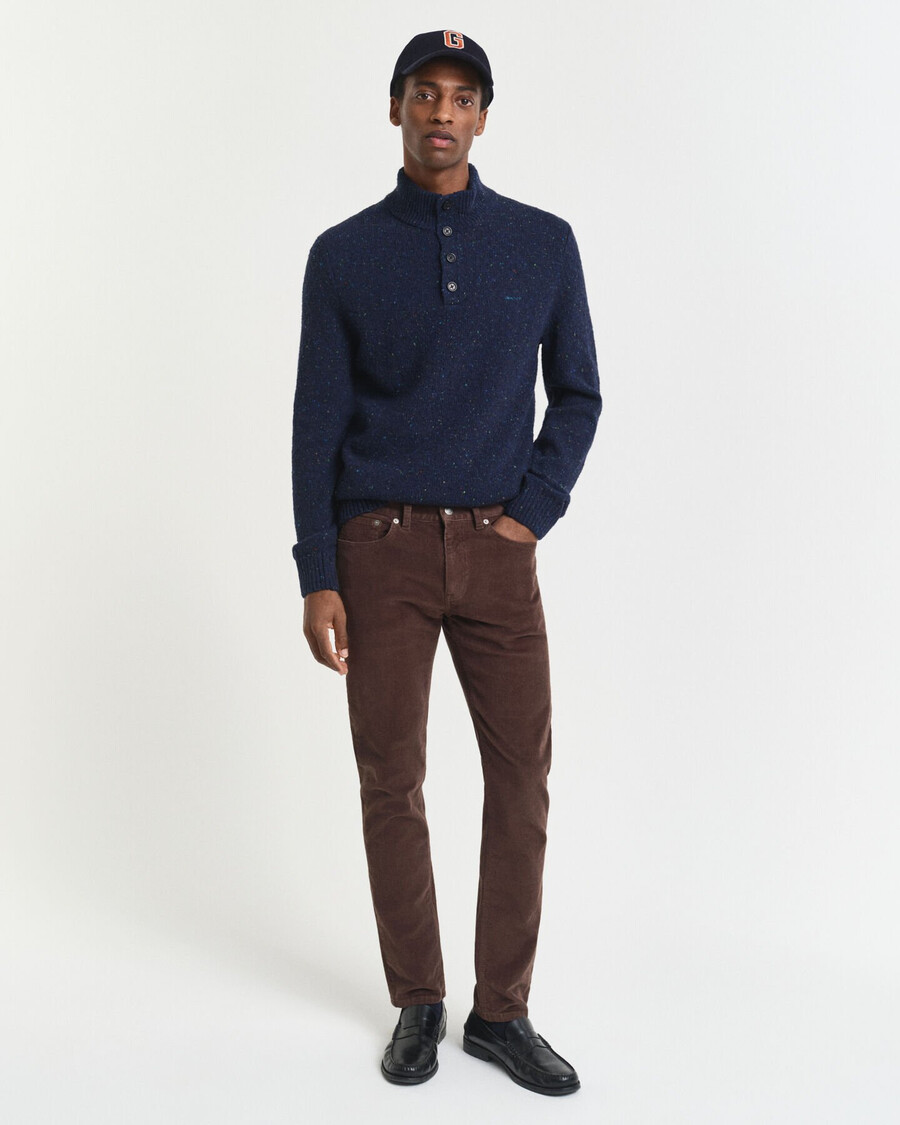 blugi din catifea reiată slim fit - maro intens