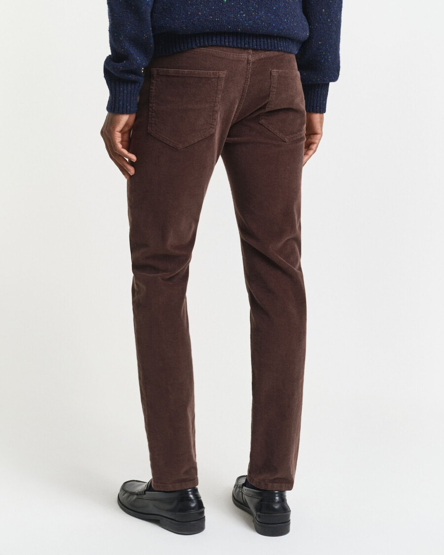 blugi din catifea reiată slim fit - maro intens