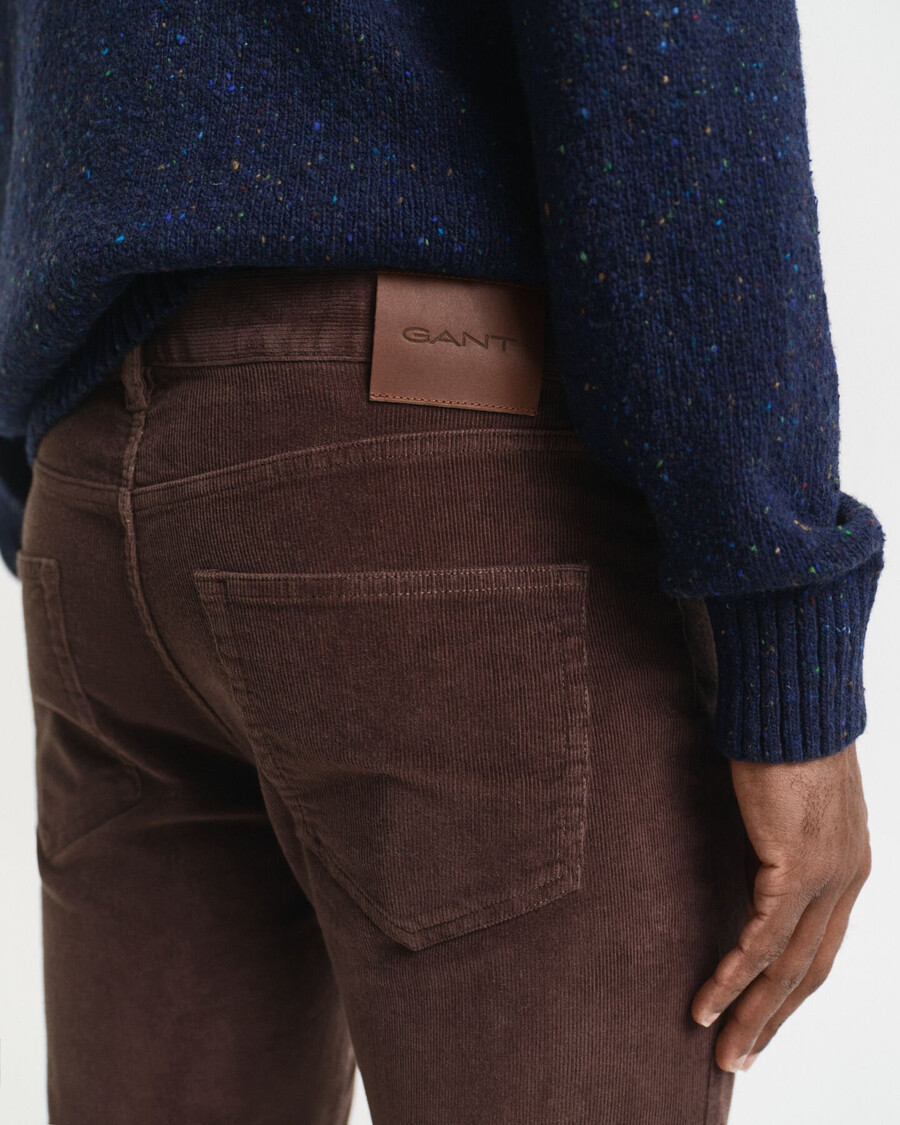 blugi din catifea reiată slim fit - maro intens