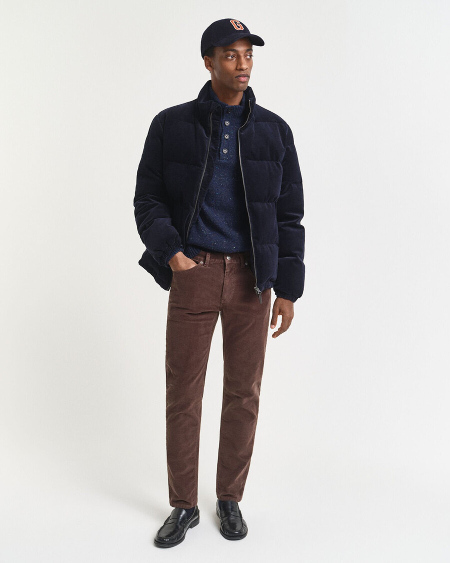 blugi din catifea reiată slim fit - maro intens